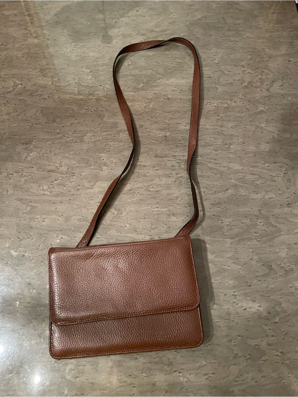 Vintage Harrods Classic Brown Leather Crossbody Bag